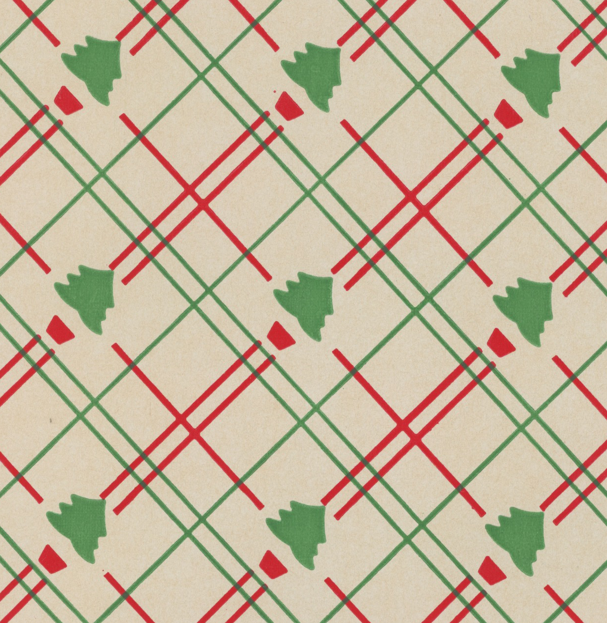 Christmas Tree Plaid Pattern Vintage Paper